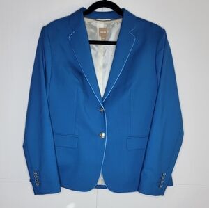 Hugo Boss Tailored Blazer Blue One Button Career Jacket Size US 8